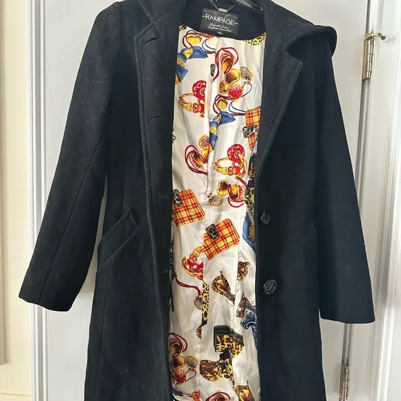 Rampage Wool Women's Black Trench Coat - Picture 2 of 7